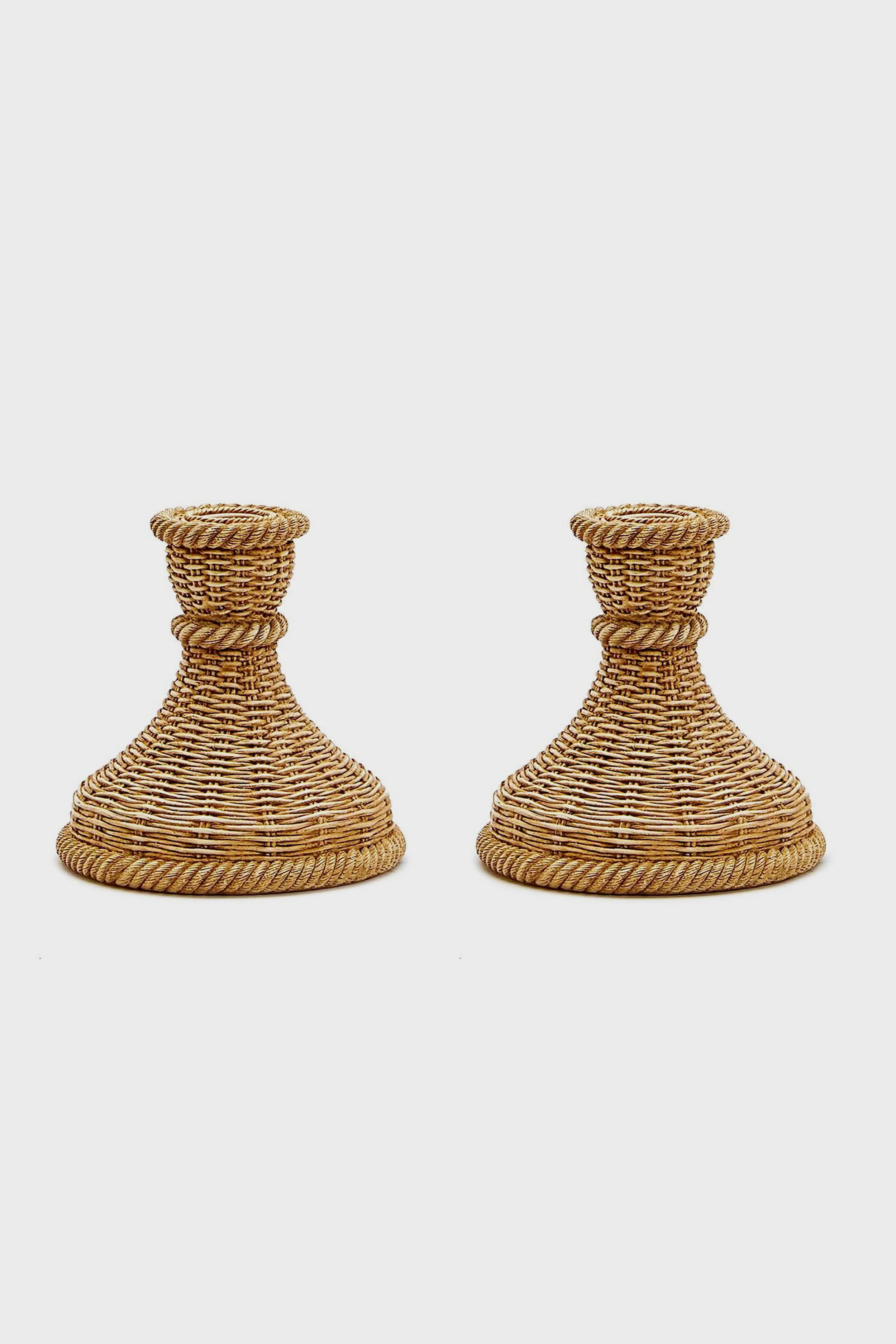 Basket Weave Pattern Set of 2 Candle Holders | Tuckernuck (US)