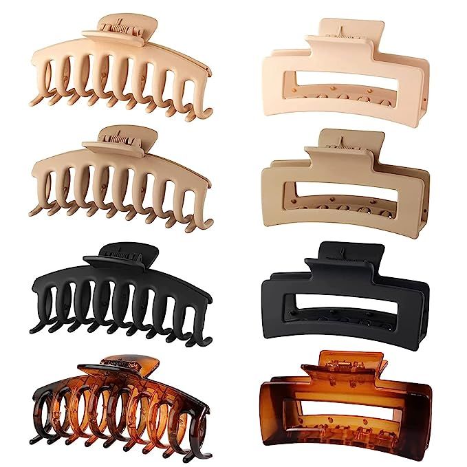 8 Pack Large Hair Clips, Big Claw Clips for Thick Hair & Thin Hair, 4.3 Inch Hair Clips for Women... | Amazon (US)