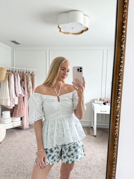 Fun summer outfit! Love the eyelet detail on this Walmart top! I have it paired with my J.Crew shorts for a cute daytime look! Summer outfits // daytime outfits // brunch outfits // vacation outfits // Walmart tops // Walmart finds // J.Crew shorts 

#LTKStyleTip #LTKFindsUnder50 #LTKSeasonal
