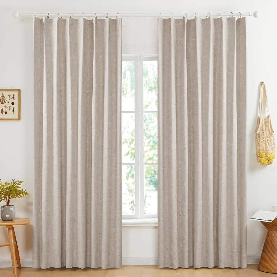 Deconovo Curtains 95 Inches Long, Faux Linen Blackout Curtains for Indoor/Outdoor Use, Waterproof... | Amazon (US)