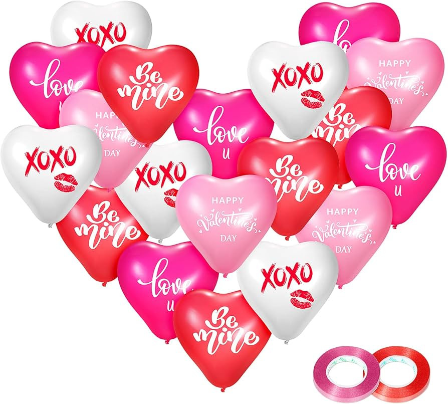 60 Pieces Valentines Day Heart Balloon White Light Pink Red Heart Shaped Balloons Valentine's Day... | Amazon (US)