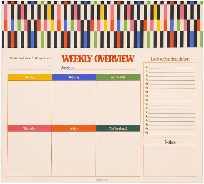 ban.do Weekly Planner Notepad, Mini Desk Planner, Undated Weekly Calendar, Daily To Do List Notep... | Amazon (US)