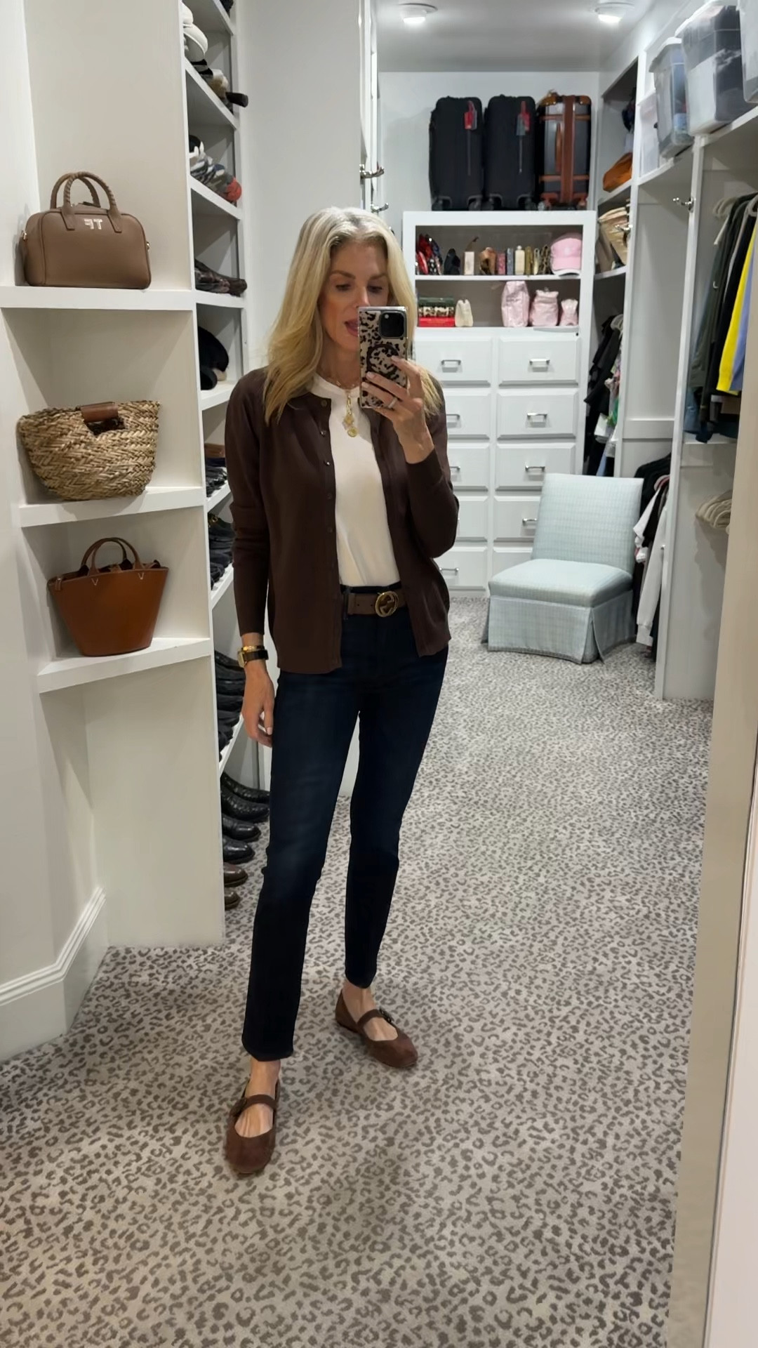 Jeans fit TTS, tee - M, sweater - S (linking similar choices), shoes fit TTS 
Gucci belt 

#LTKShoeCrush #LTKStyleTip #LTKOver40