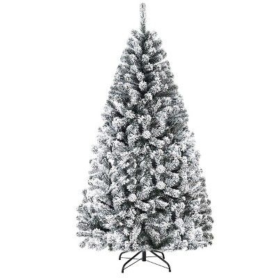 Costway 6ft Snow Flocked Hinged Artificial Christmas Tree Unlit Metal | Target