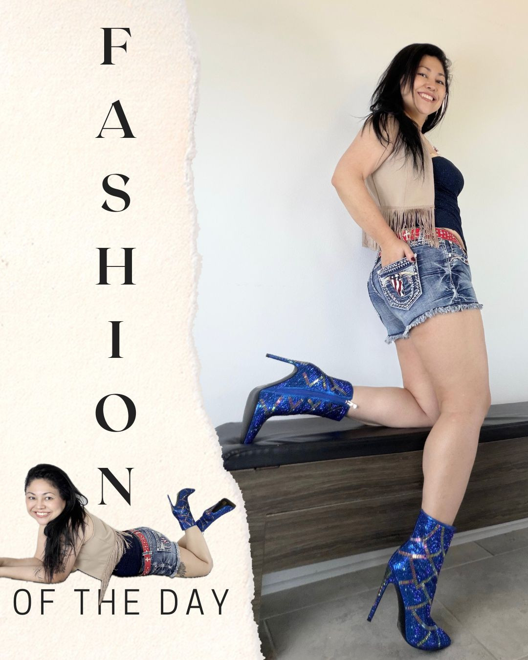 Embrace a bold fusion of country and glamour with today’s Look of the Day! Wear a perfectly distressed cowboy shorts that show off those legs, paired with a classic cowboy belt to add that rustic edge. The star of the show? A pair of pin shiny boot heels that take this look from country to chic in an instant. The high heel and sleek silhouette inject a sexy vibe into the rugged western feel, making this ensemble ideal for a night out, a concert, or a sassy date night. It’s the perfect balance of tough and glamorous, and you’re going to turn heads wherever you go.

Country vibes, city chic, who says you can’t have both? 🌵💃

IG: @michellemc8
#WesternGlam
#CowboyStyle
#SexyInJeans
#PinHeels
#CountryChic 

 #LTKNYFW #LTKootd #LTKU