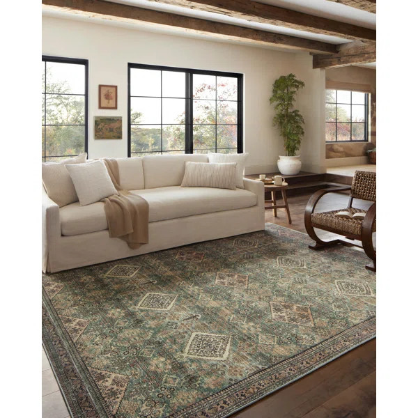 Magnolia Home By Joanna Gaines X Loloi Sinclair Machine Washable Turquoise / Multi Area Rug | Wayfair Professional