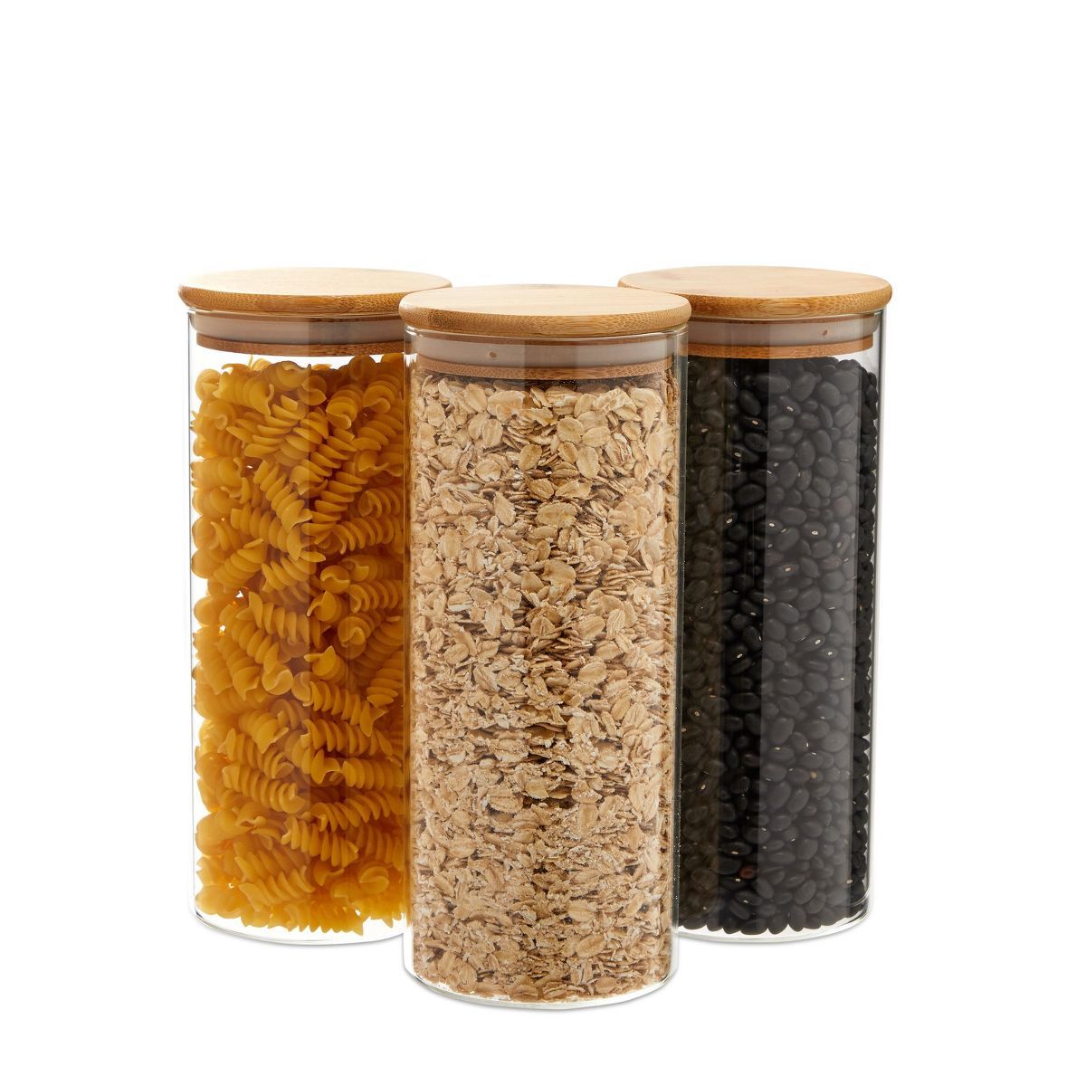 Juvale 3 Pack Glass Storage Containers with Bamboo Lids, Airtight Canisters for Pantry (32.5 oz) | Target