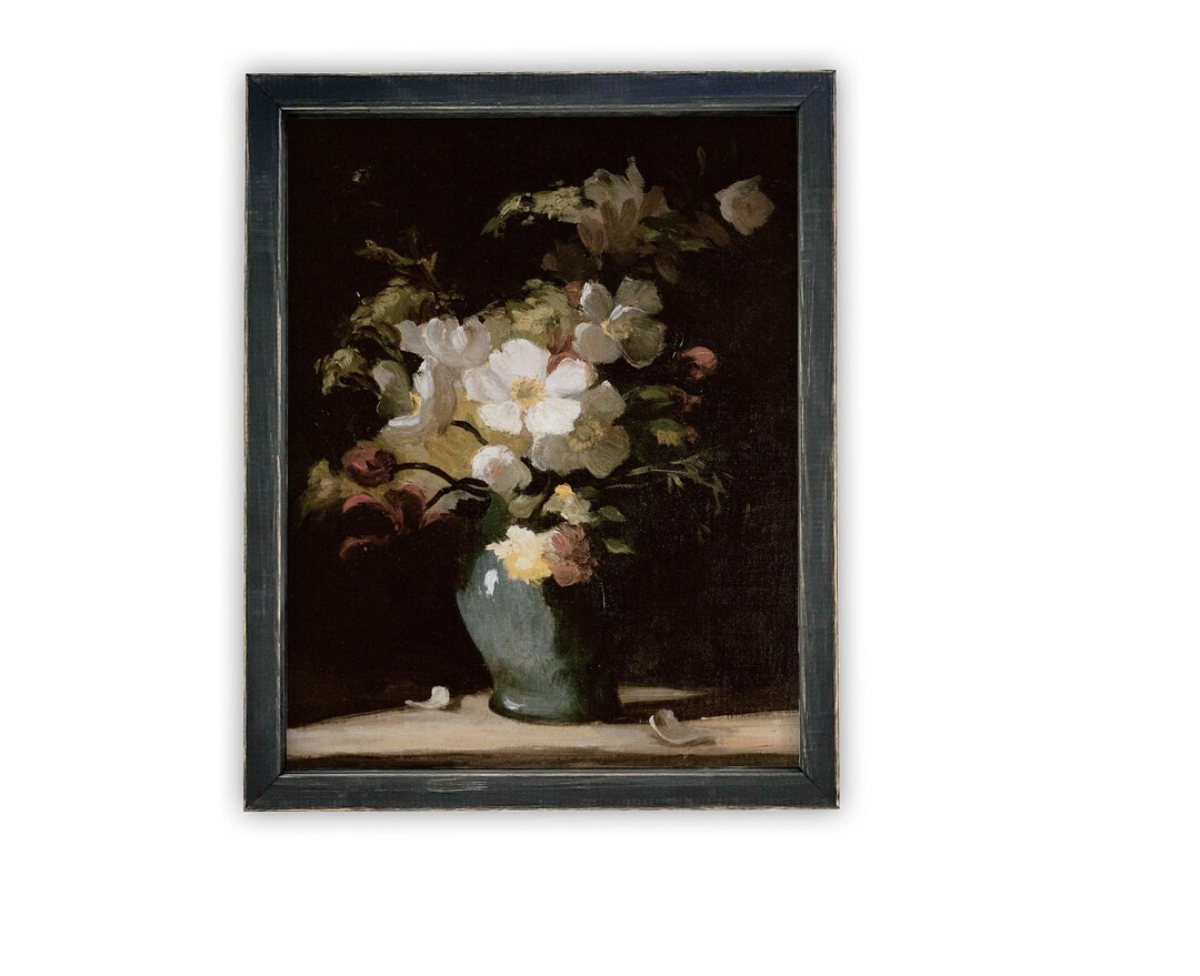 Vintage Framed Canvas Art  // Framed Vintage Print // Vintage Painting // Floral Still Life Print... | Etsy (US)