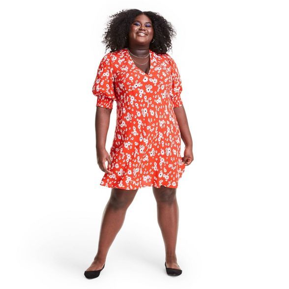 Floral Puff Sleeve Swing Dress - RIXO for Target Red | Target