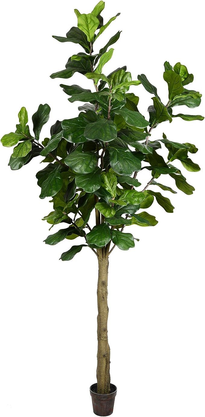 Vickerman Everyday 8' Artificial Green Potted Green Fiddle Tree with 114 Leaves - Lifelike Home O... | Amazon (US)