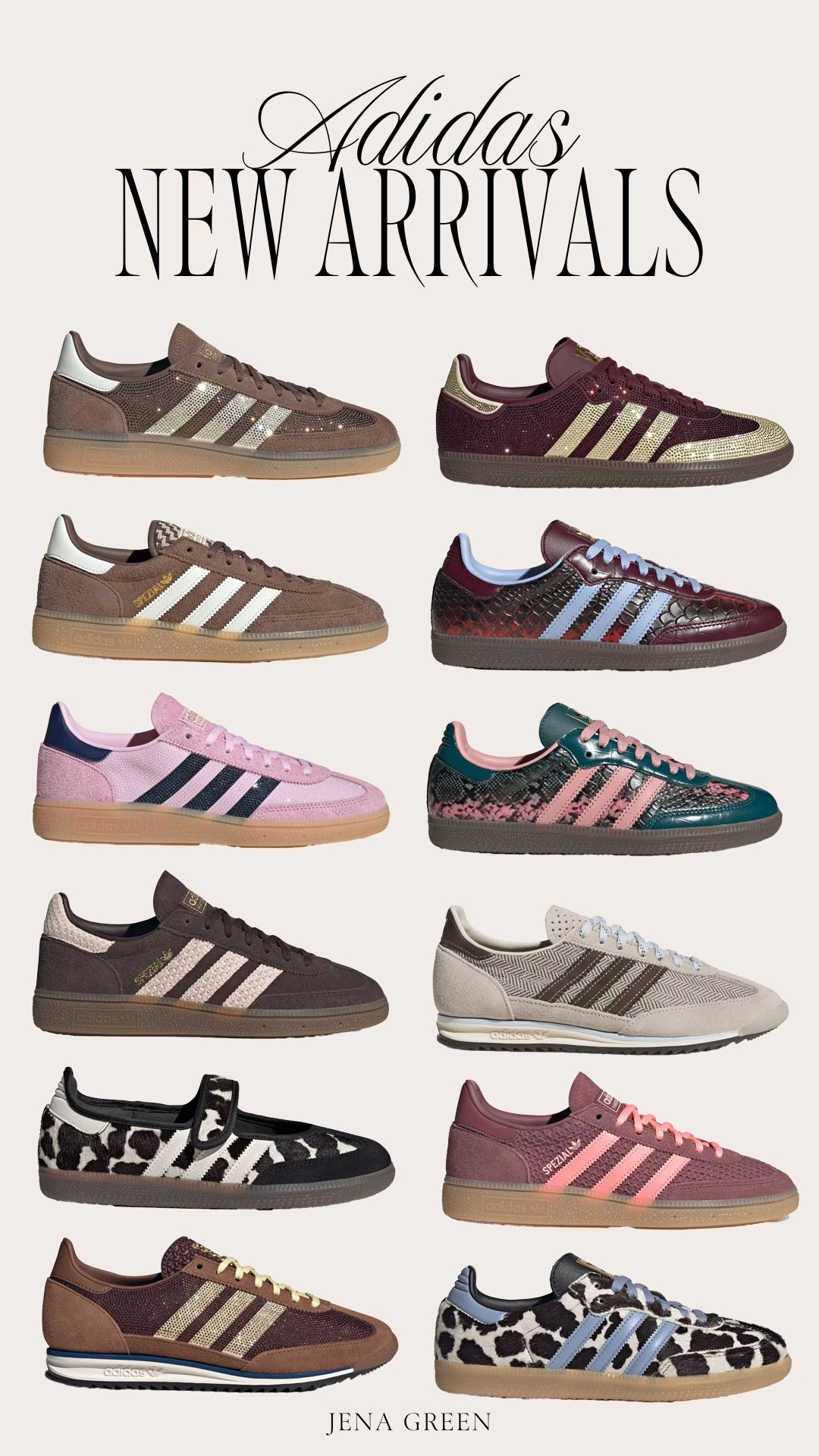 Adidas new arrivals! Adidas fall sneakers. Adidas embellished samba sneakers. Trendy fall sneakers.