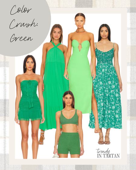 Color Crush : green 

Spring colors - green outfits - green dresses - trendy colors- spring dresses 