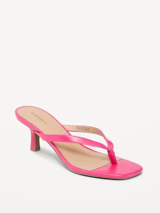 Faux-Leather Kitten-Heel Thong Mule Sandals for Women | Old Navy (US)