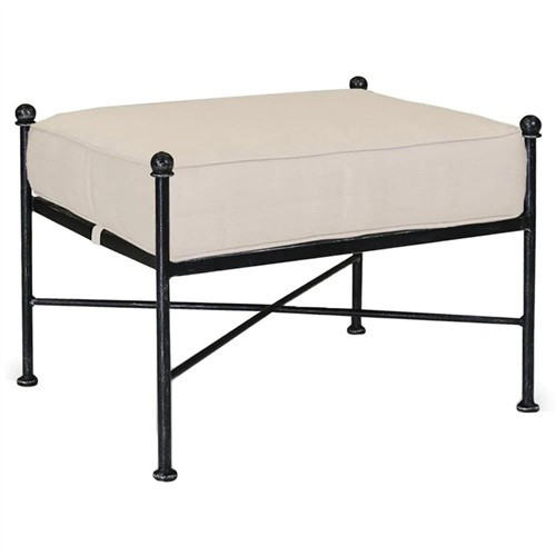 Sunset West Provence French Beige Cushion Metal Outdoor Rectangular Ottoman | Kathy Kuo Home