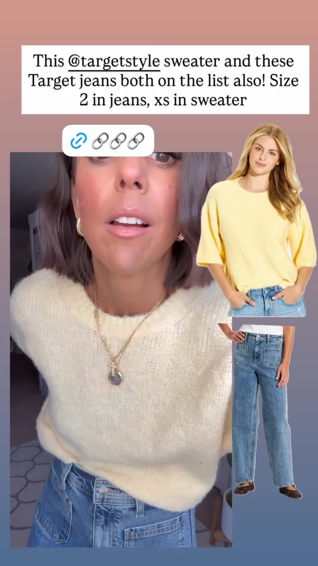 This @targetstyle sweater and these Target jeans both on the list also! Size 2 in jeans, xs in sweater