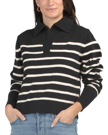 Striped Collared Sweater for Women | Polyester/Nylon/Acrylic | Marshalls