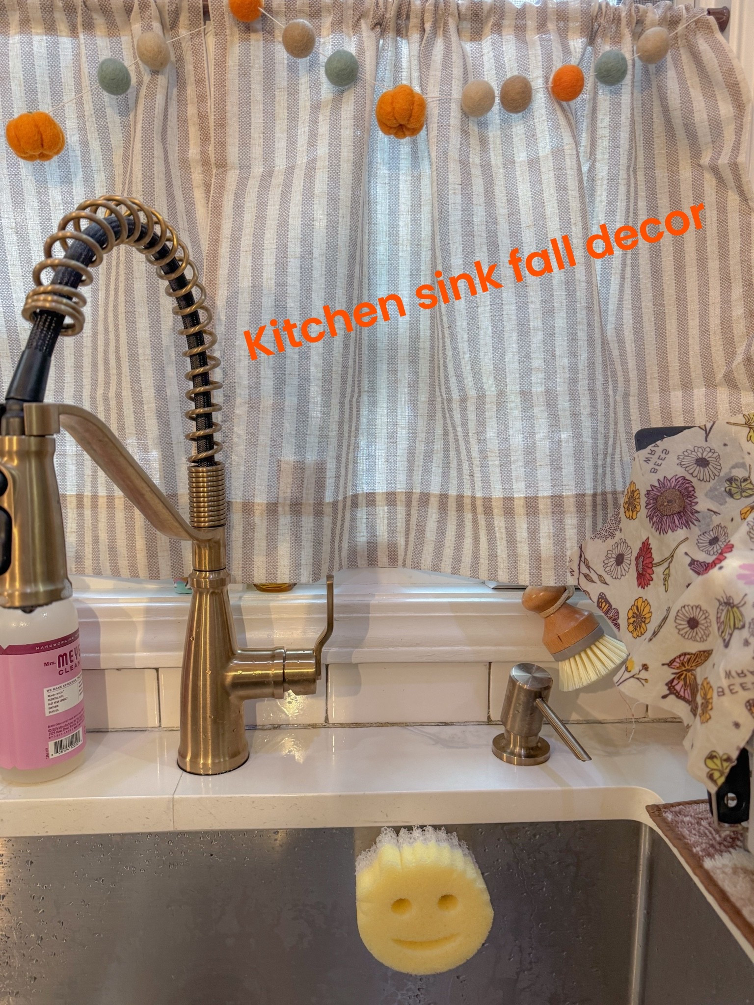 Added cafe curtains, fall felt garland, sponge holder. Need a fall soap dispenser next.

#LTKSeasonal #LTKHome