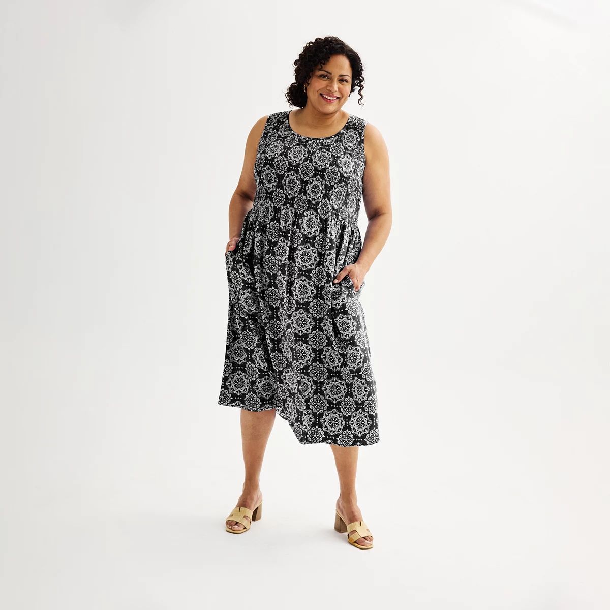 Plus Size Croft & Barrow® Smocked Swing Midi Dress | Kohl's