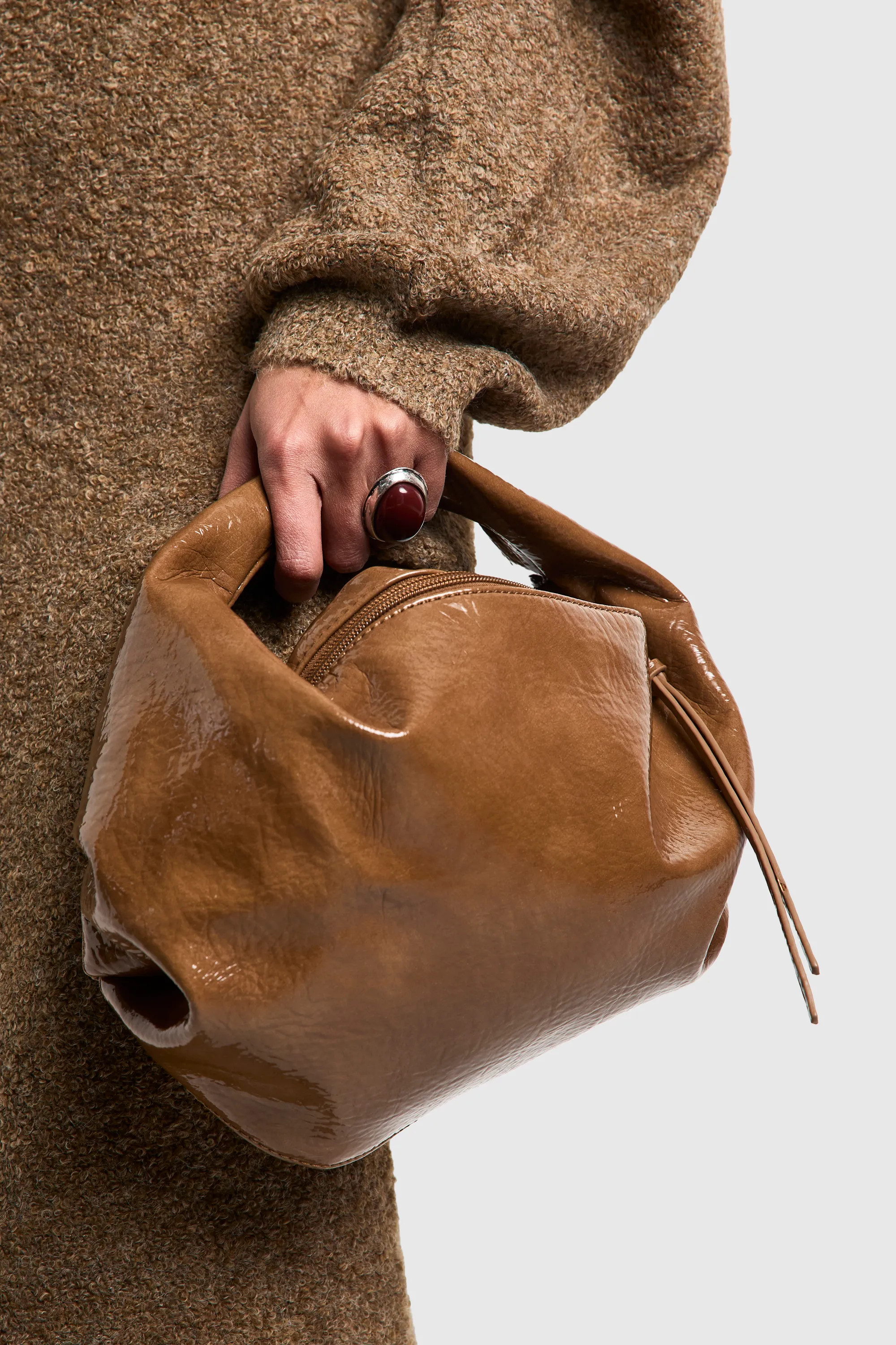 Textured Patent Slouchy Grab Bag | boohoo (US & Canada)