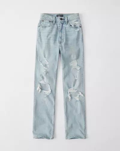 High Rise Ankle Straight Jeans | Abercrombie & Fitch US & UK
