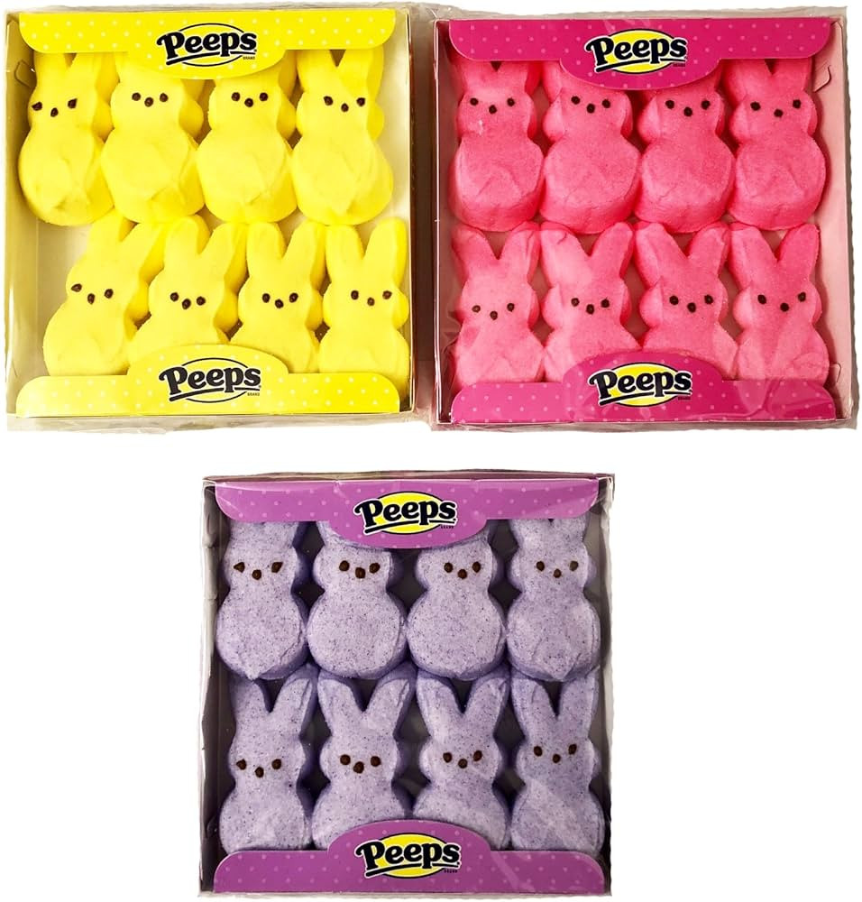 Marshmallow Peeps Pink, Purple, and Yellow Easter Bunnies 8 ct (Pack of 3) | Amazon (US)