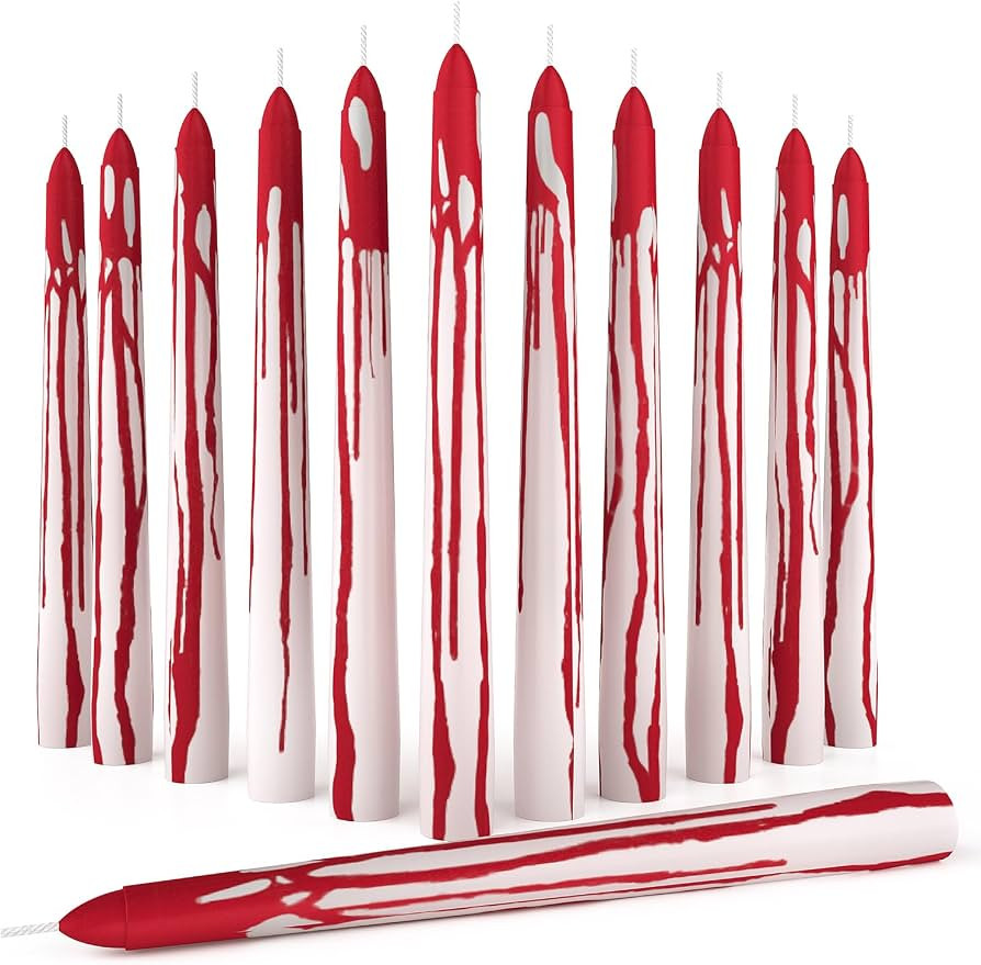 CANDWAX 8 inch Taper Candles Set of 12 - Dripless Candlesticks Burning for 6 Hours - Bloody Taper... | Amazon (US)