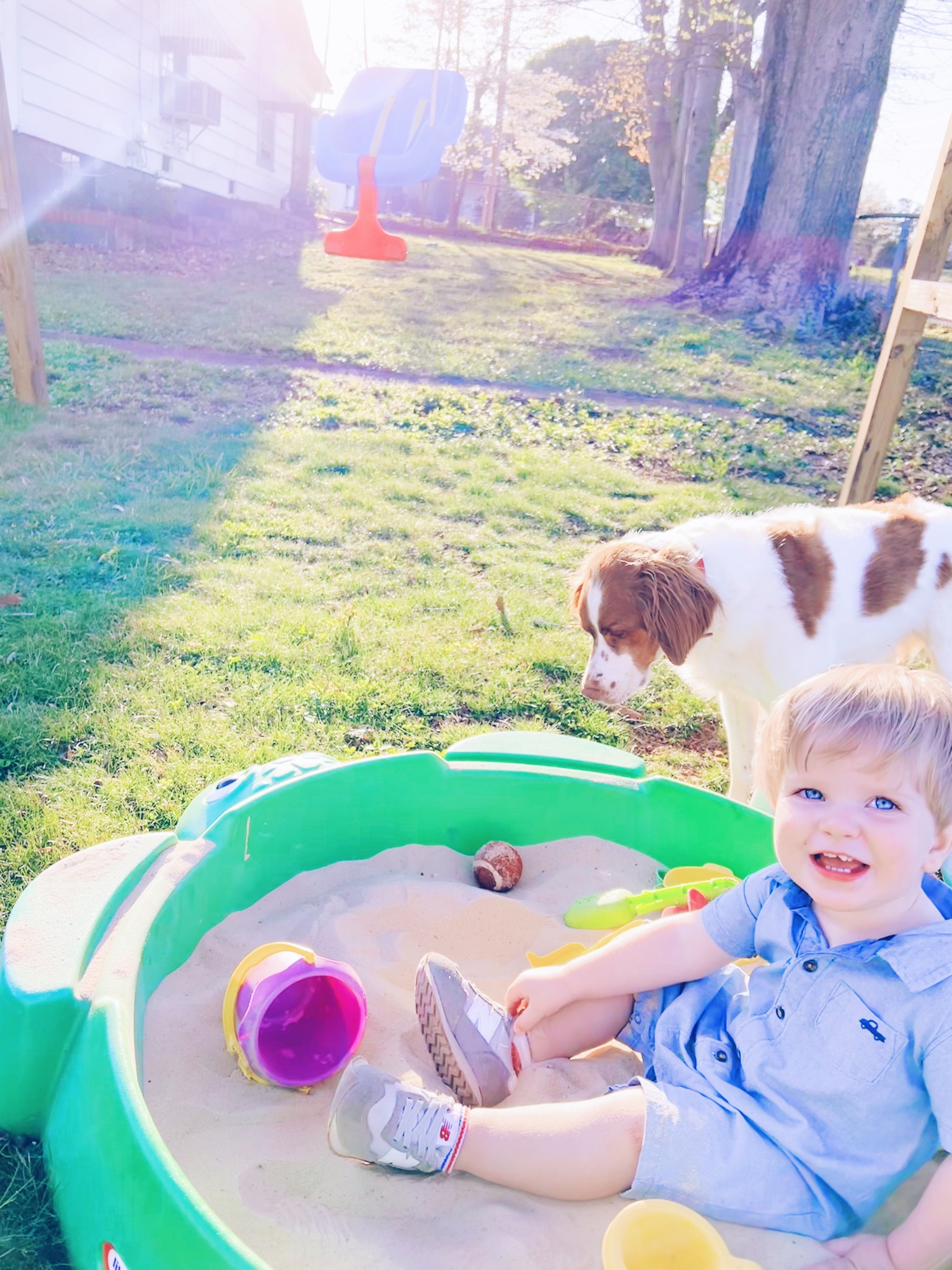 Monday mornings outside with these two 👼🏼🌾🐶 Daddy set our swing set back up at this new house yesterday and it makes me so happy!! 🫶🏽🥰

#LTKhome #LTKbaby #LTKfamily