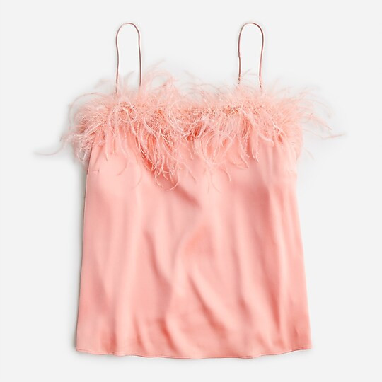 Collection limited-edition feather-trim stretch silk tank top | J. Crew US