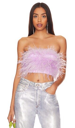 Lovers + Friends Marianne Feather Crop Top in Lavender | Revolve Clothing (Global)