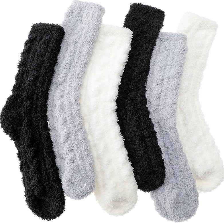 ANTSANG 6 Pairs Fuzzy Slipper Socks for Women Men Fluffy Warm Thick Winter Soft Plush Cozy Home S... | Amazon (US)