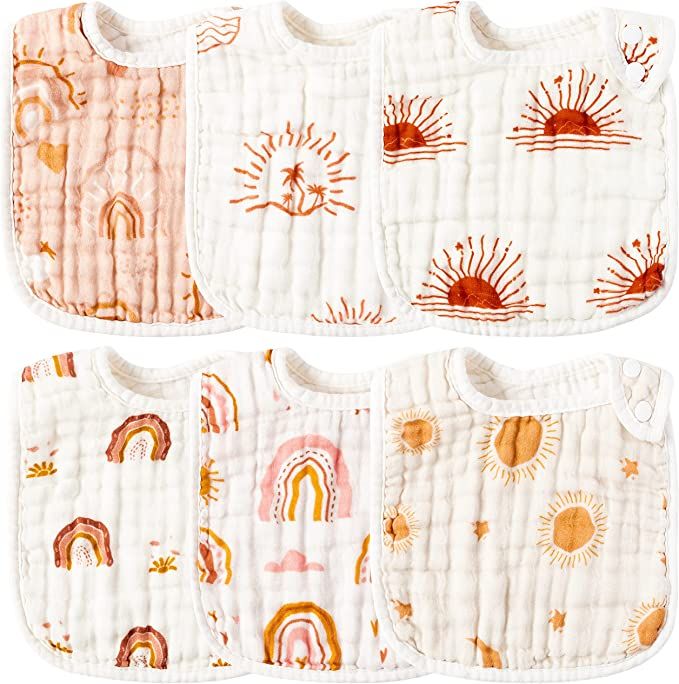 Zainpe 6Pcs Snap Muslin Cotton Bibs for Baby | Amazon (US)