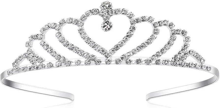 Lovelyshop Girls Heart Rhinestone Tiara Crown for Wedding Prom Birthday Prinecess Party | Amazon (US)