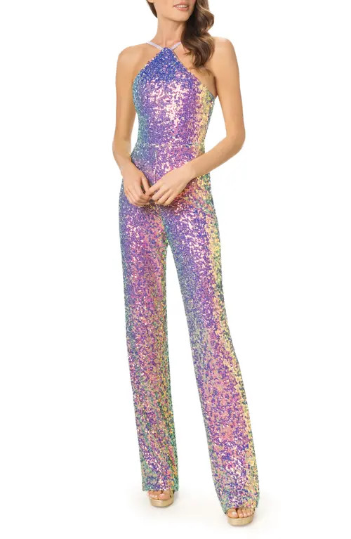 Dress the Population Darian Sequin Ombré Jumpsuit in Ultraviolet at Nordstrom, Size Xx-Small | Nordstrom
