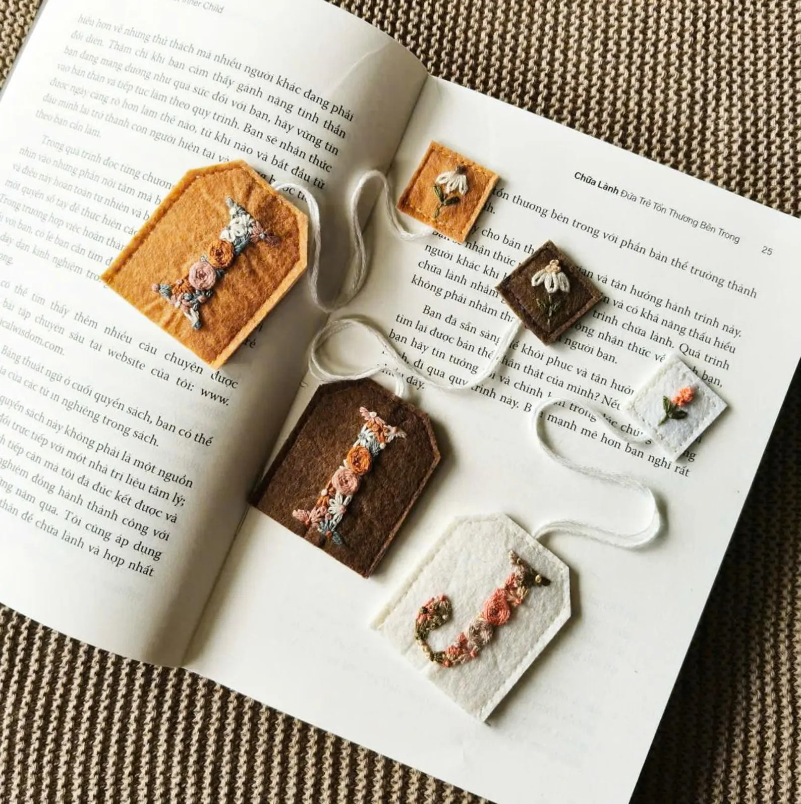 Hand Embroidered Initial Tea Bag Bookmark, Fabric Felt Gift - Etsy | Etsy (US)