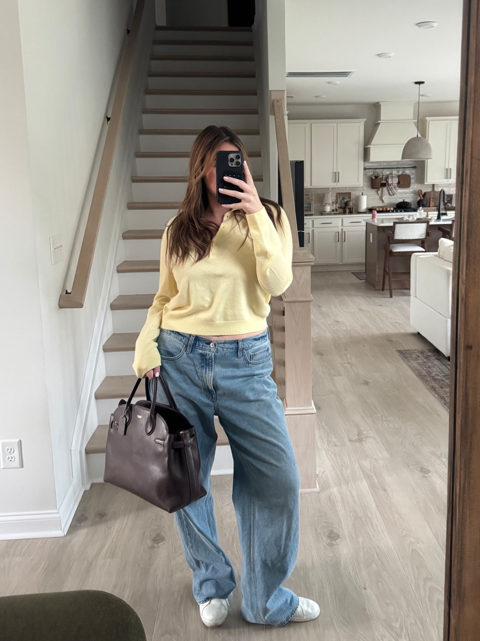 Large sweater and 32 long denim 💛

#LTKootd #LTKdayinmylife #LTKMidsize