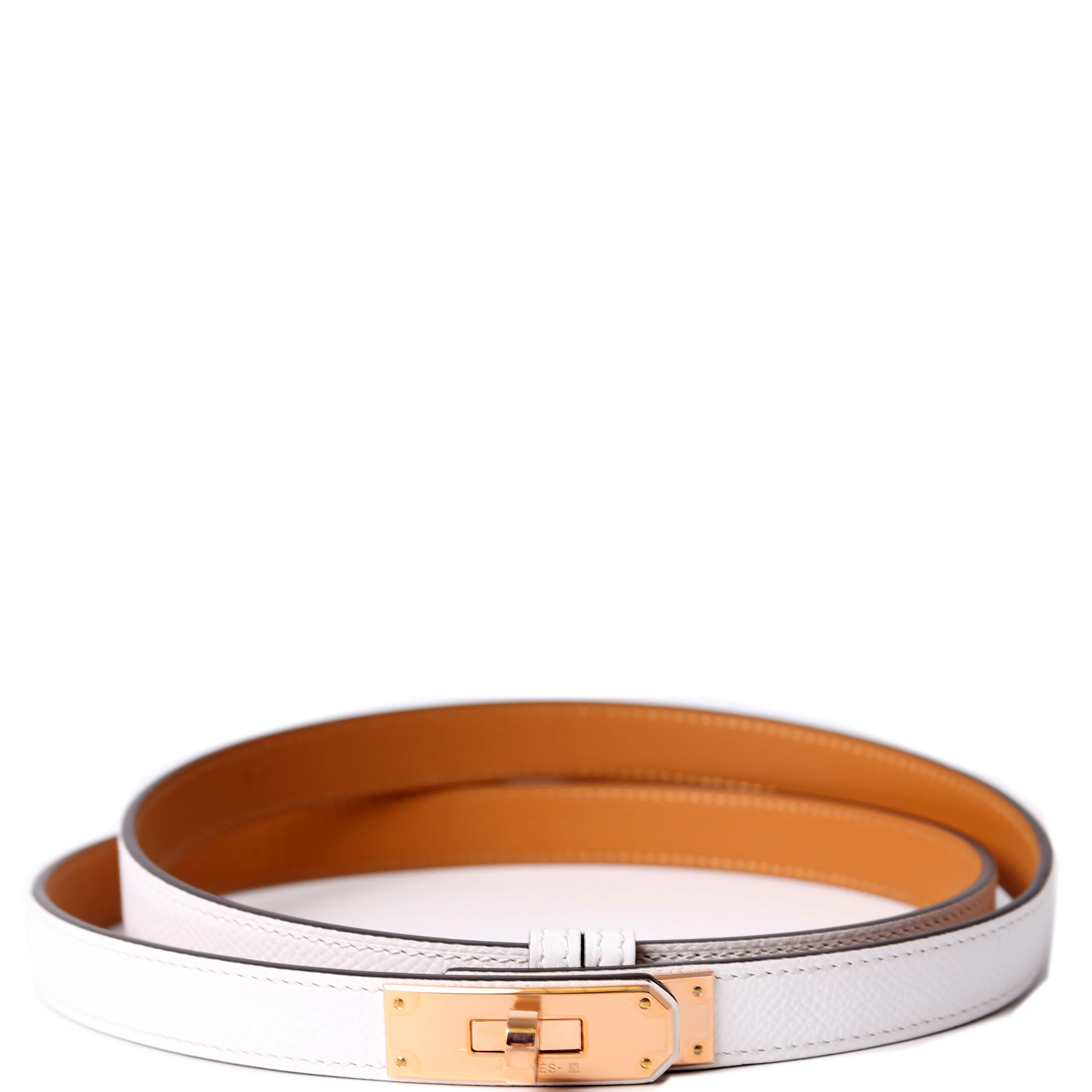 Kelly 18 Epsom Adjustable Belt White | Keeks Designer Handbags
