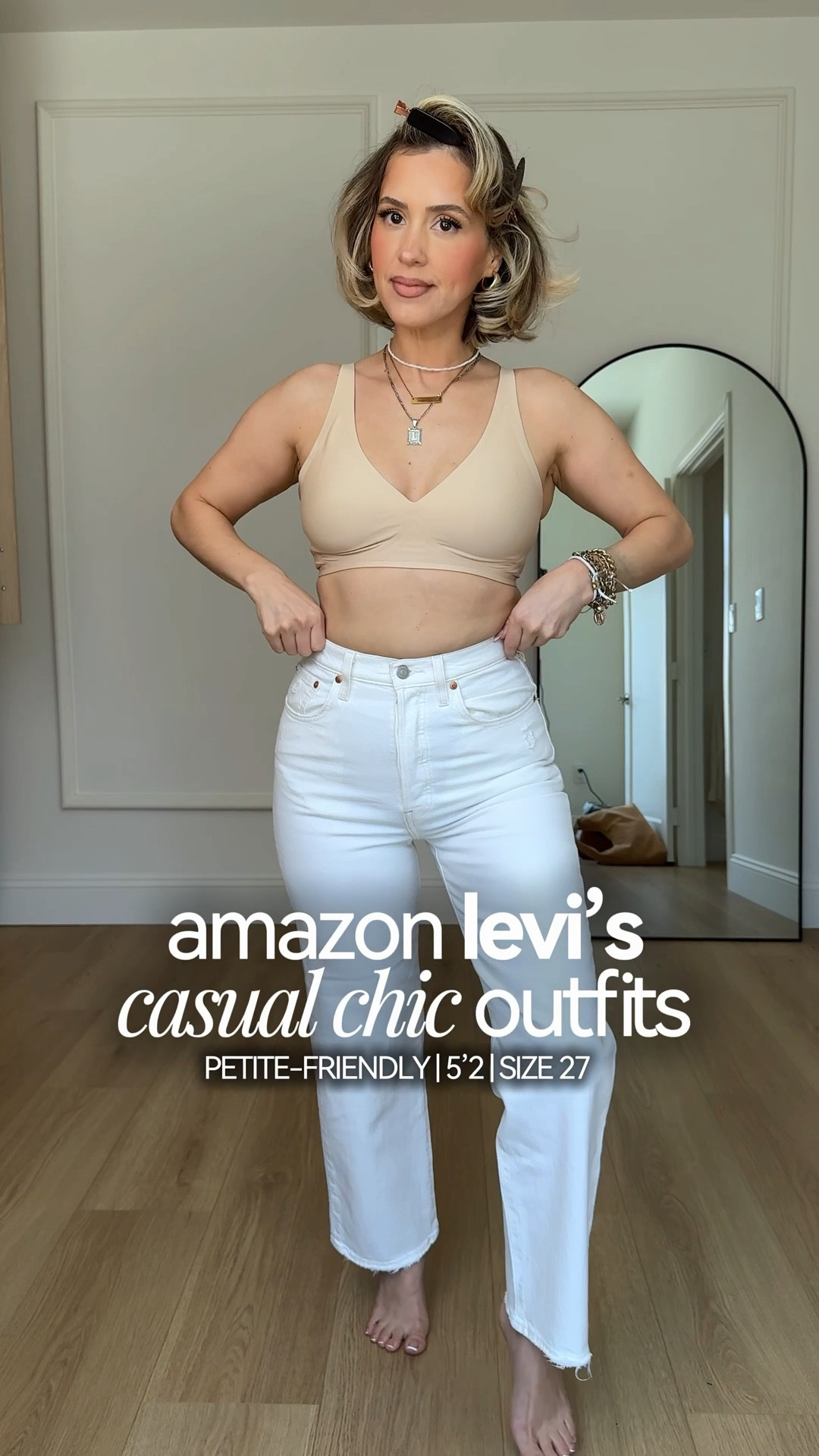 Amazon Levi’s outfits 👏🏼🙊 SO many pieces ON SALE 🤗

Wearing small in all tops! 
✔️1st jeans: rib cage straight ankle jeans size 27 | color: cloud over white | some stretch! TTS

✔️2nd jeans: 94 baggy jeans size 28 in color New Blue | no stretch size up 

✔️3rd jeans: rib cage straight ankle jeans size 27 | color: jazz pop medium indigo | some stretch size up 

✔️4th jeans: cinch waist baggy jeans size 27 in color blank impact 

✔️5th jeans: 318 shaping jeans size 27 in color tall glass of water | amazing stretch

#LTKootd #LTKPetite #LTKSaleAlert