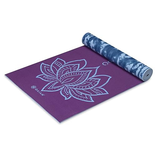 Gaiam Yoga Mat Premium Print Reversible Extra Thick Non Slip Exercise & Fitness Mat for All Types of Yoga, Pilates & Floor Workouts, Purple Lotus, 68"L x 24"W x 6mm Thick | Amazon (US)