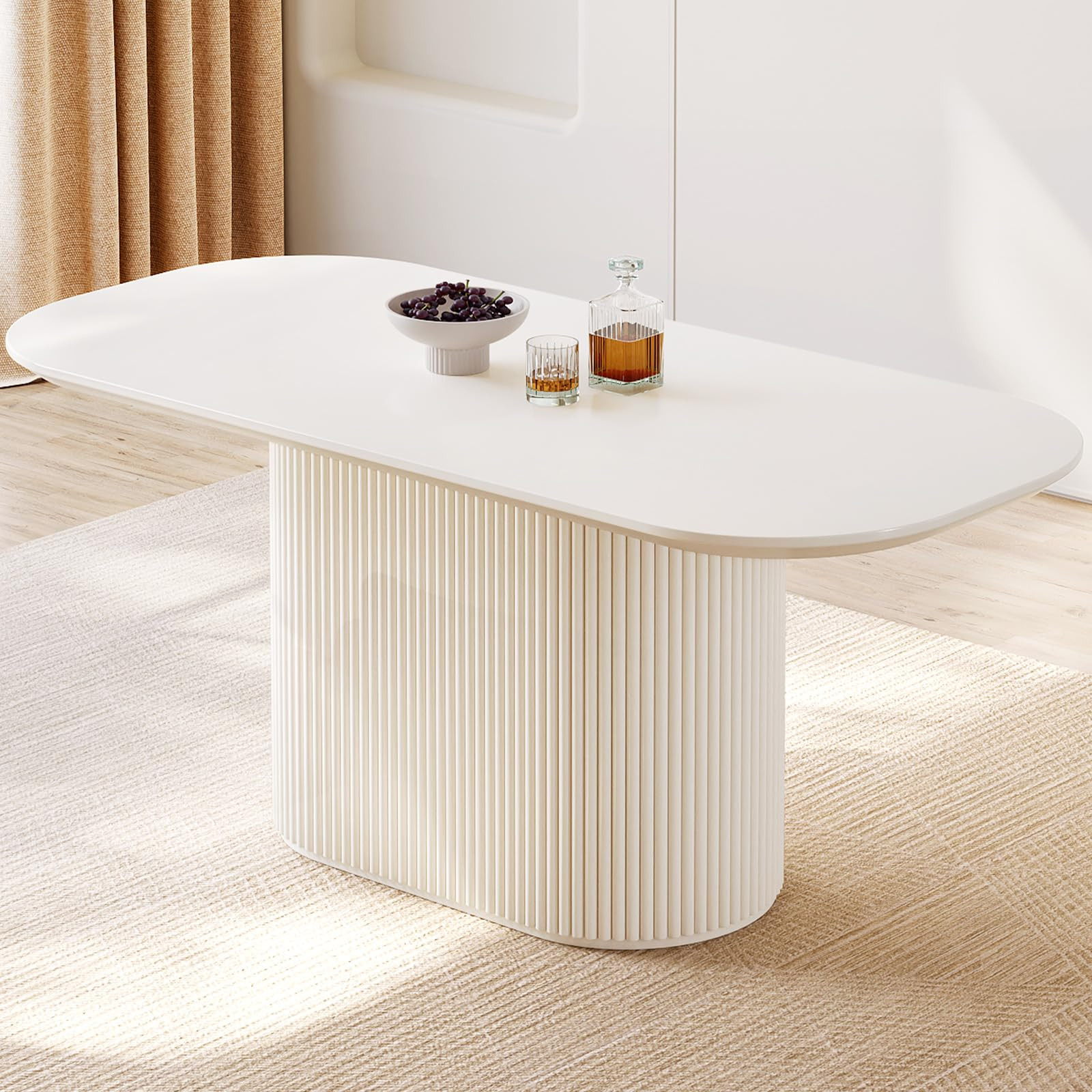 Guyii 160CM Oval Dining Table, Modern Kitchen Tables for 4-6 People, Indoor Rectangular Dining Ro... | Amazon (UK)