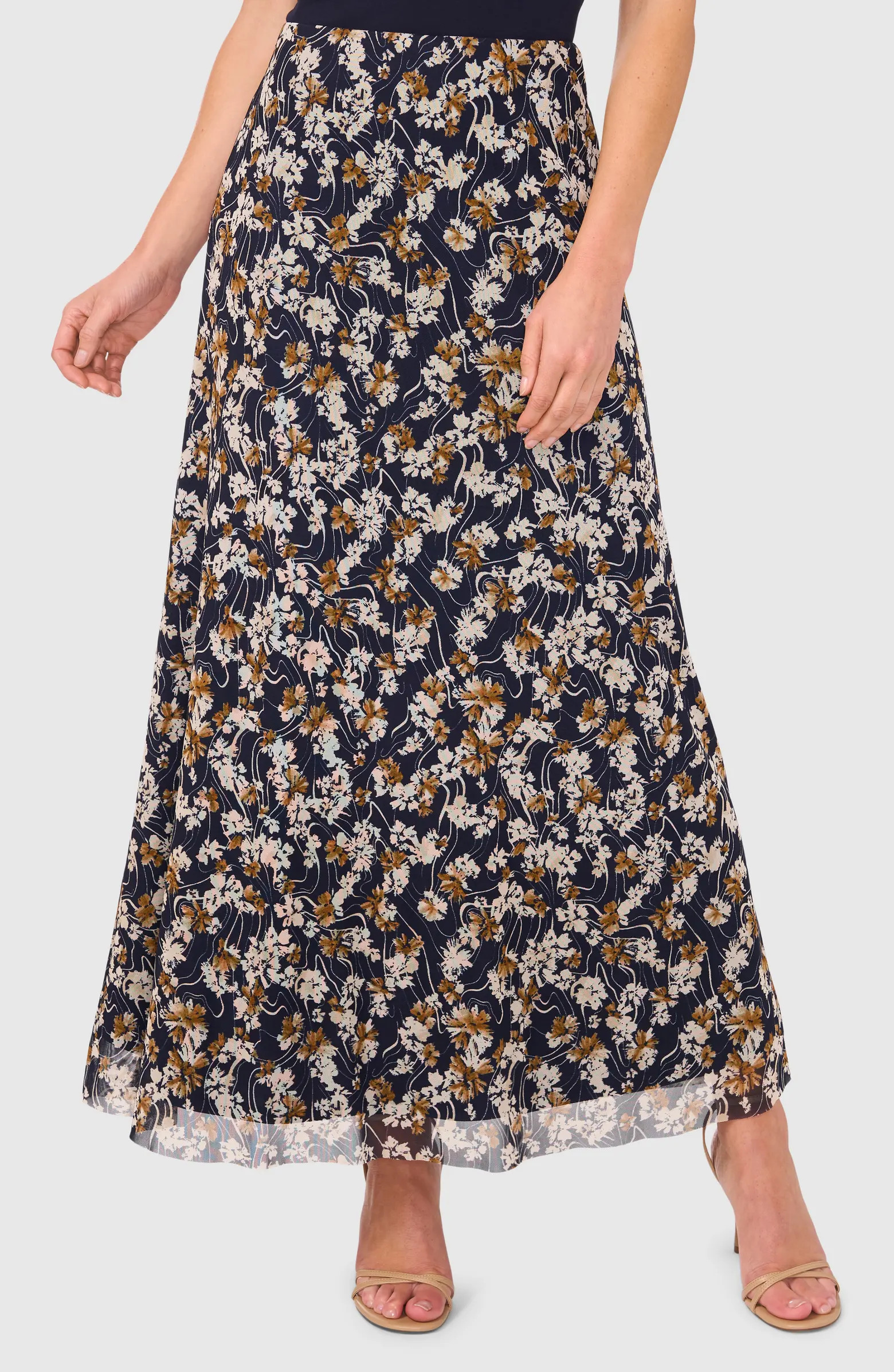 Floral Pull-On Mesh Maxi Skirt | Nordstrom