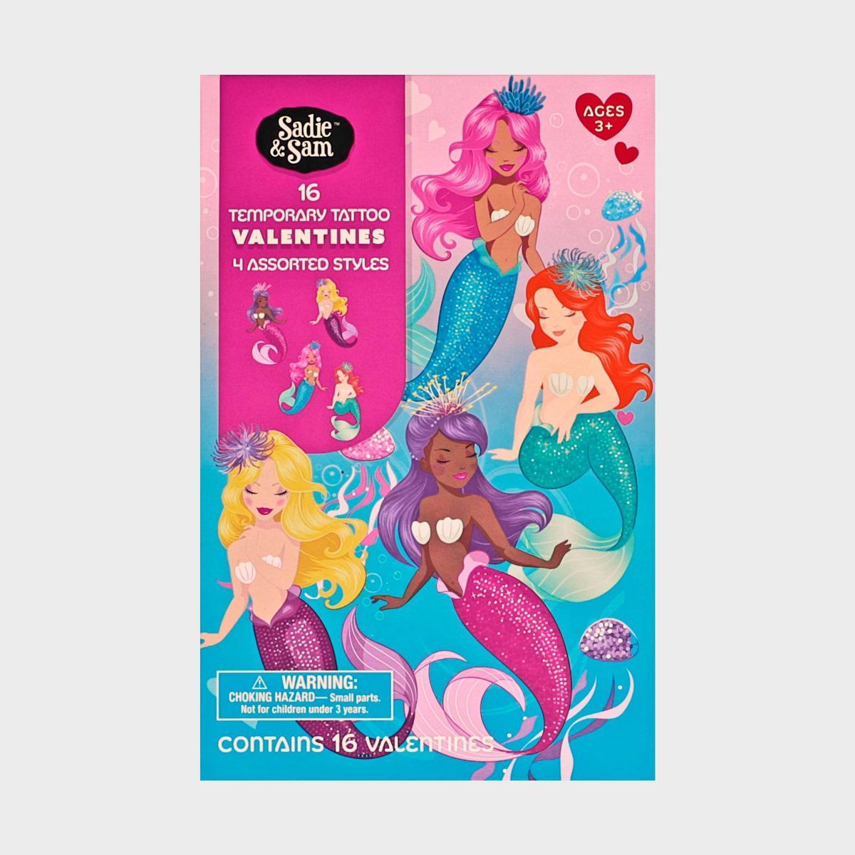 16ct Sadie & Sam Valentine's Exchange Cards Mermaid Tattoo | Target