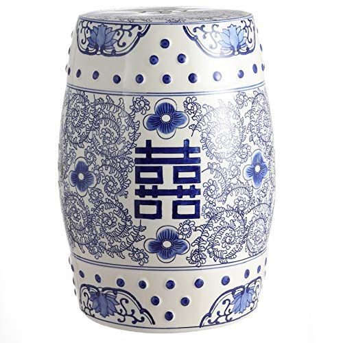 Safavieh Gateless Mist Chinoiserie Ceramic Decorative Garden Stool, Blue | Amazon (US)