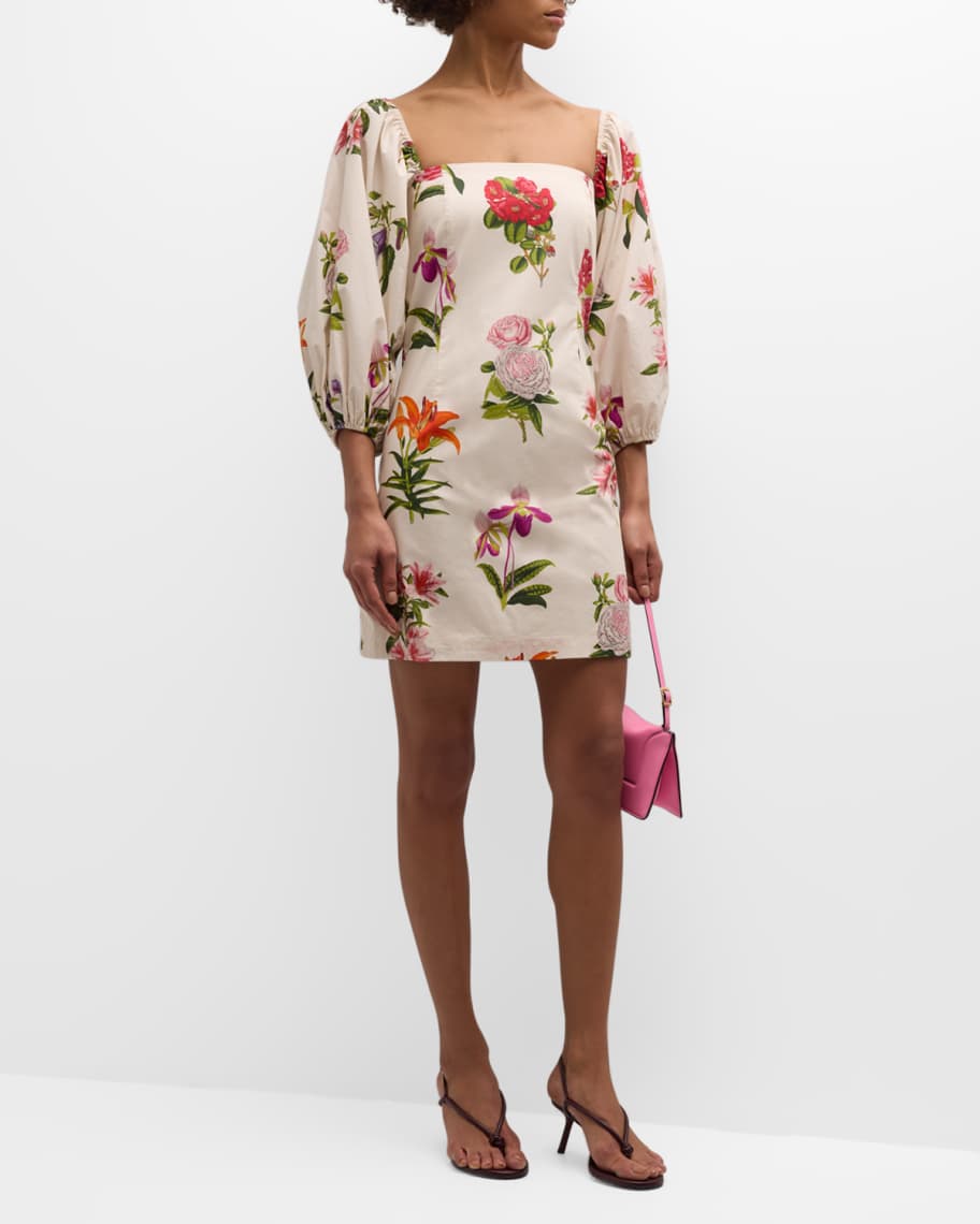 Montauk Puff-Sleeve Cotton Poplin Mini Dress | Neiman Marcus