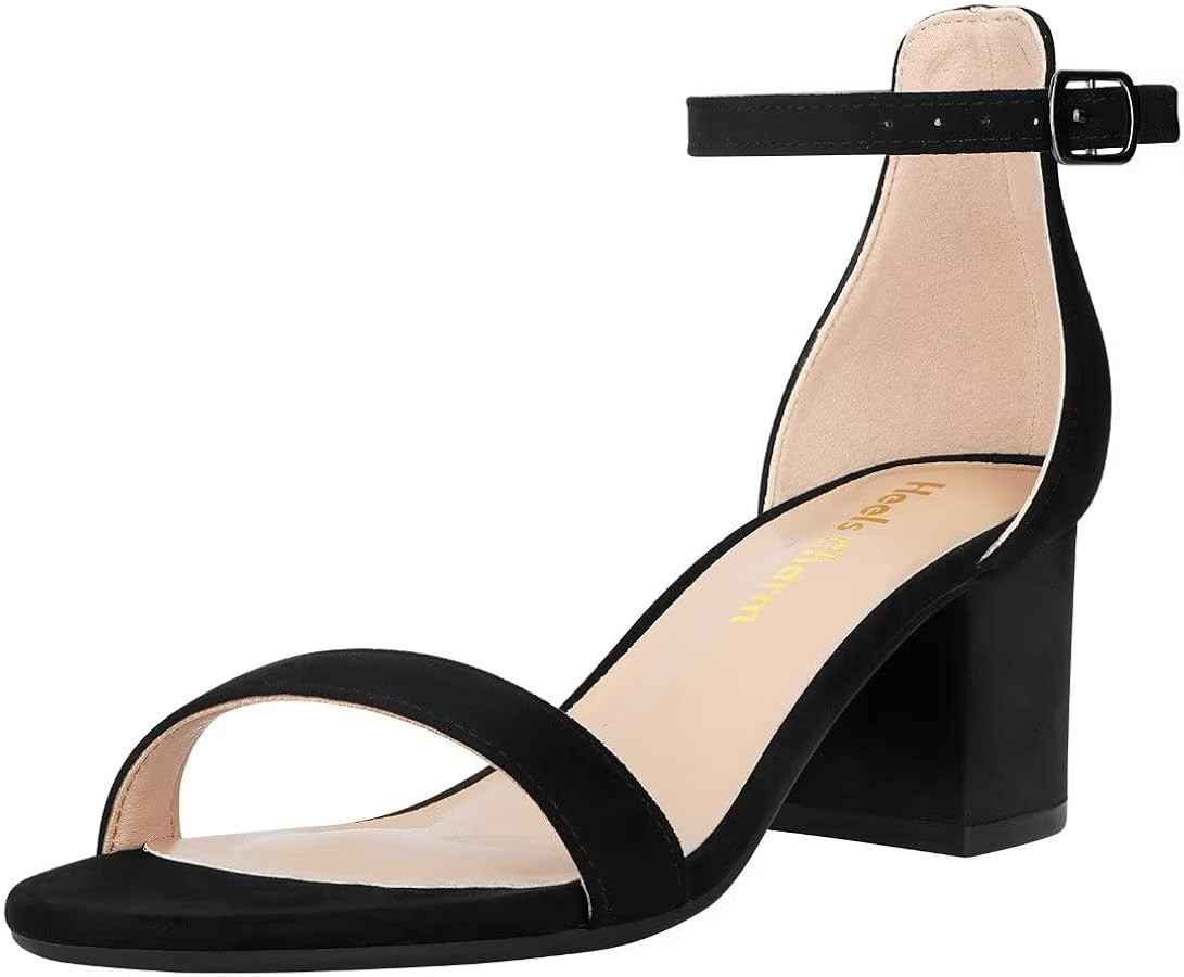 Women's Strappy Chunky Block Low Heeled Sandals 2 Inches Open Toe Ankle Strap High Heel Dress San... | Amazon (US)