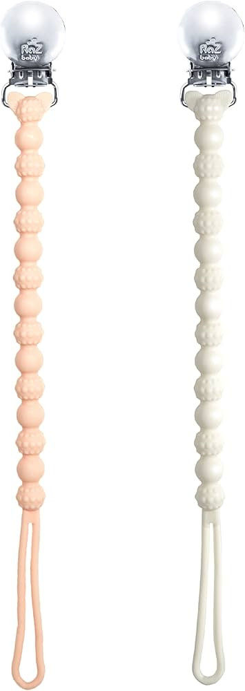 RaZbaby Silicone Pacifier Holder 2 Pack, RaZzies Durable Textured Lanyard Fits Most Pacis Toys, 1... | Amazon (US)