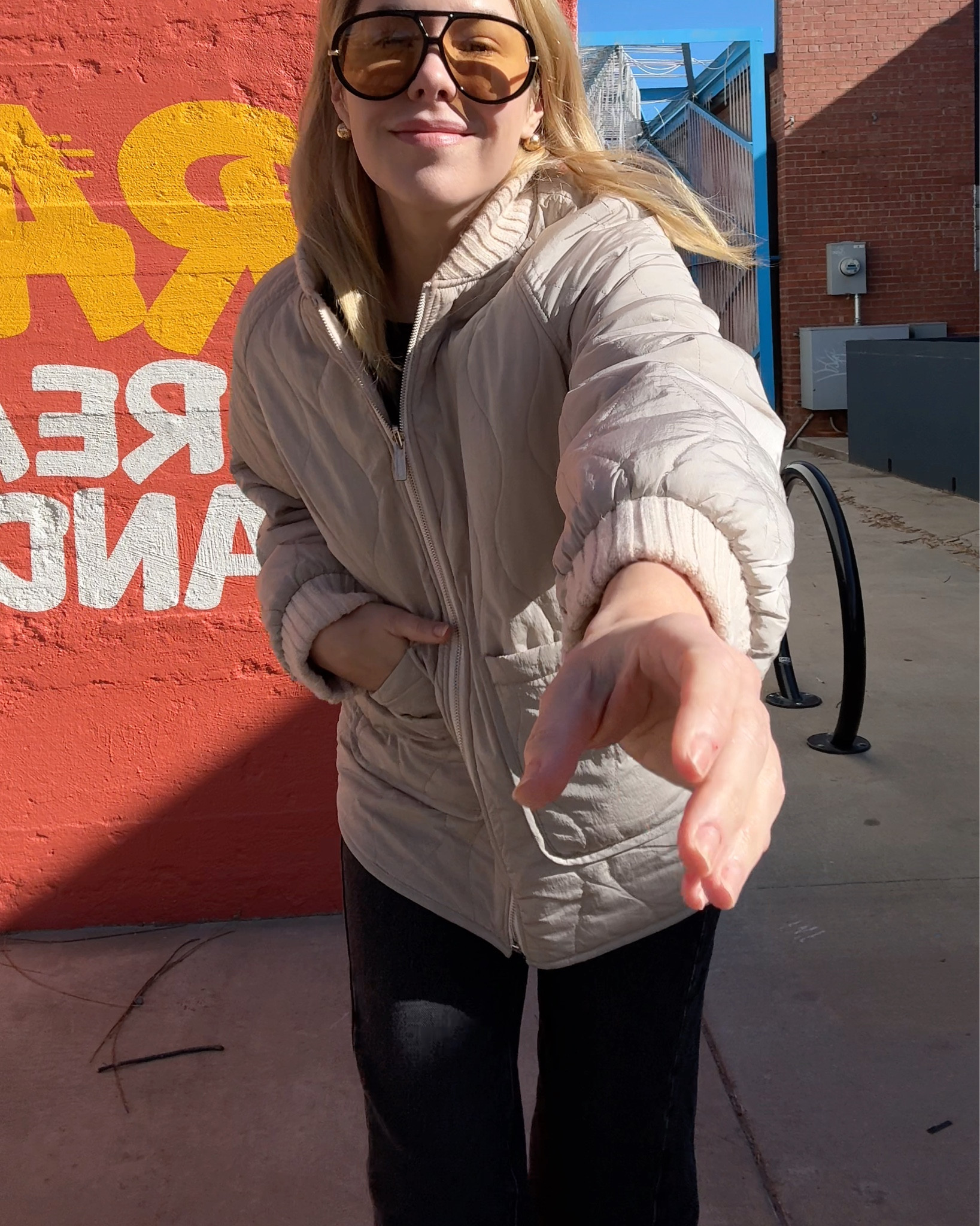 Stripe button down 
Jeans 

#LTKSeasonal #LTKFindsUnder100