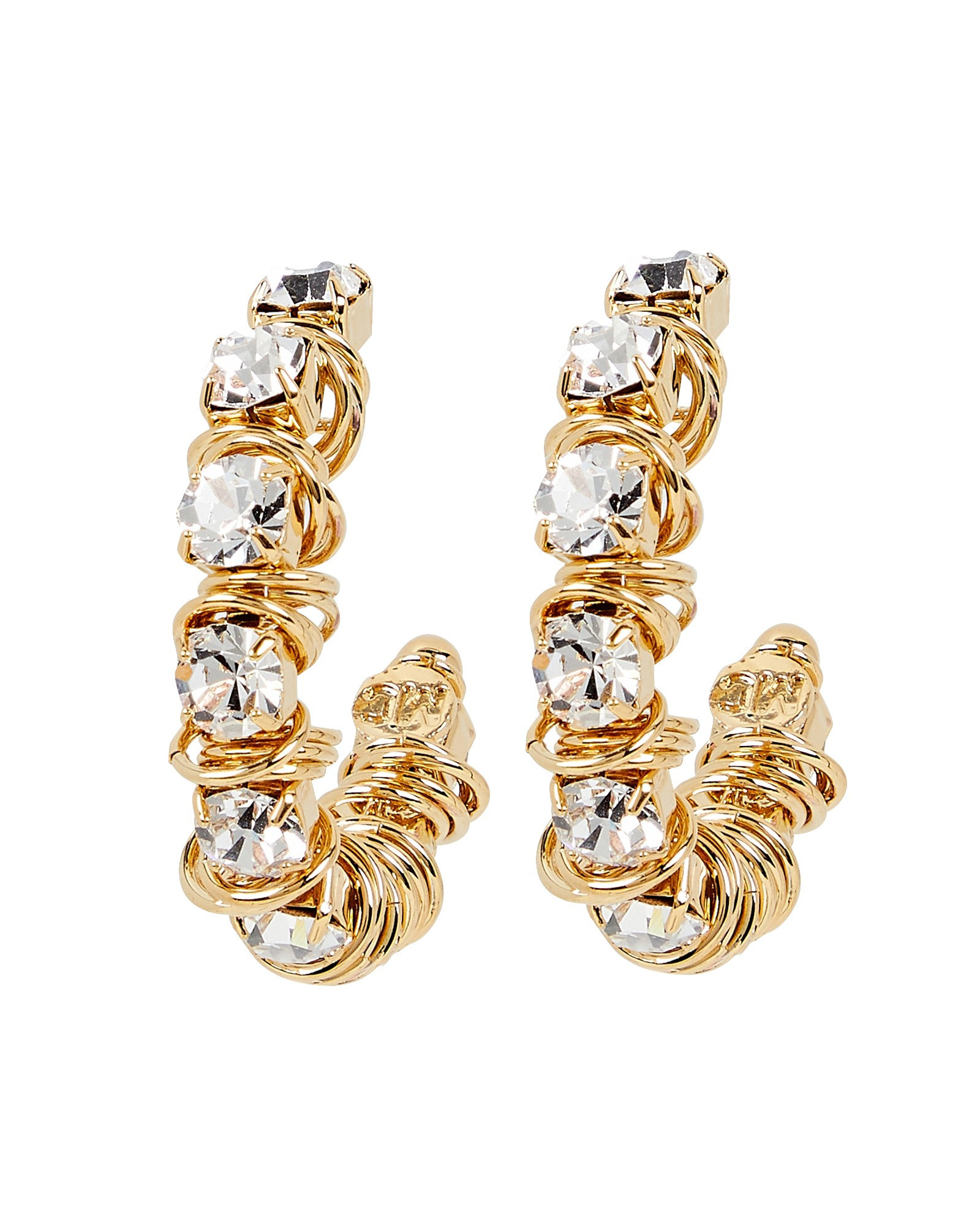 Disco Crystal Open Hoop Earrings | INTERMIX