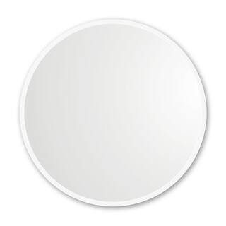 better bevel 36 in. x 36 in. Rubber Framed Round Single Mirror in White-19020 - The Home Depot | The Home Depot