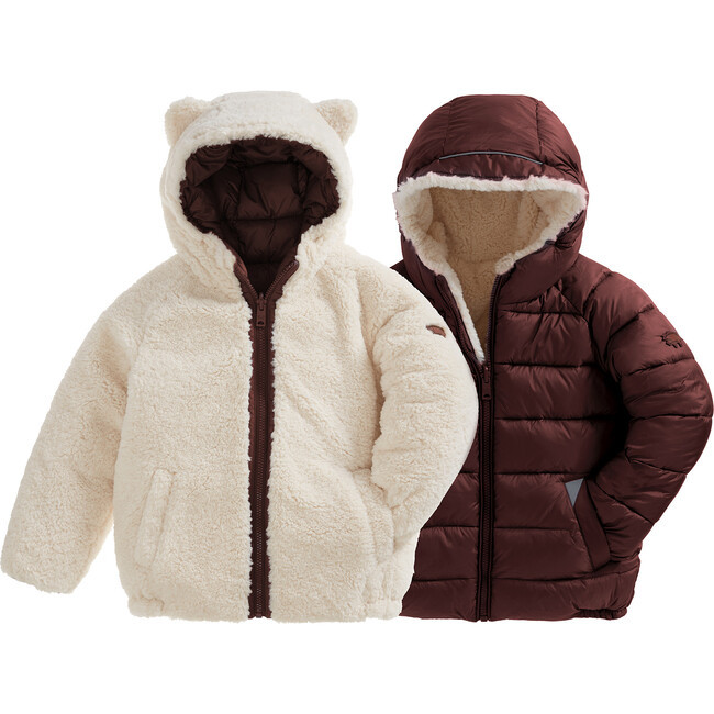 Ecoreversible Sherpa Puffer, Dove/Biscuit | Maisonette