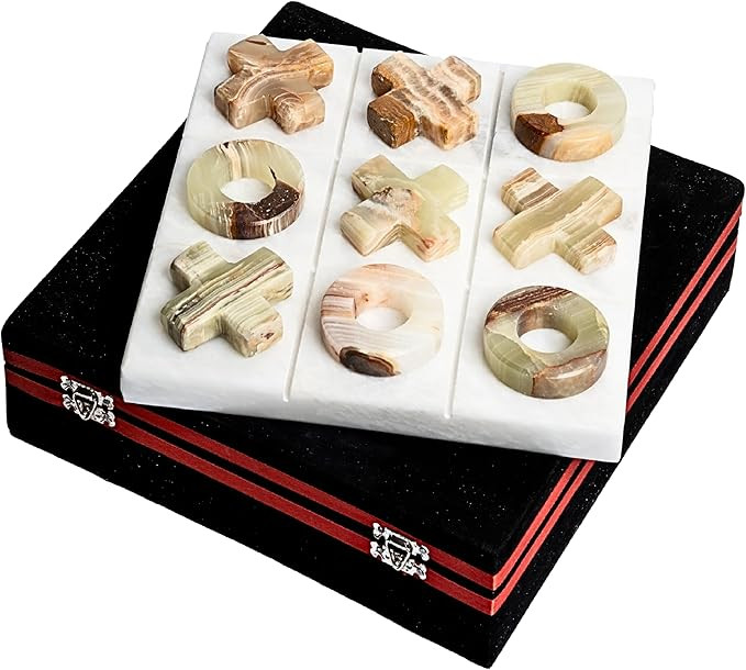 UMAID Onyx Marble Tic Tac Toe Game, 10 X 10 Premium Handcrafted Marble Board Game with Luxury Vel... | Amazon (US)